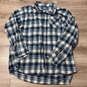 BTC Bay Trading Co Men’s Blue Plaid Long Sleeve Button Up Size 3XL Tall (A15)
